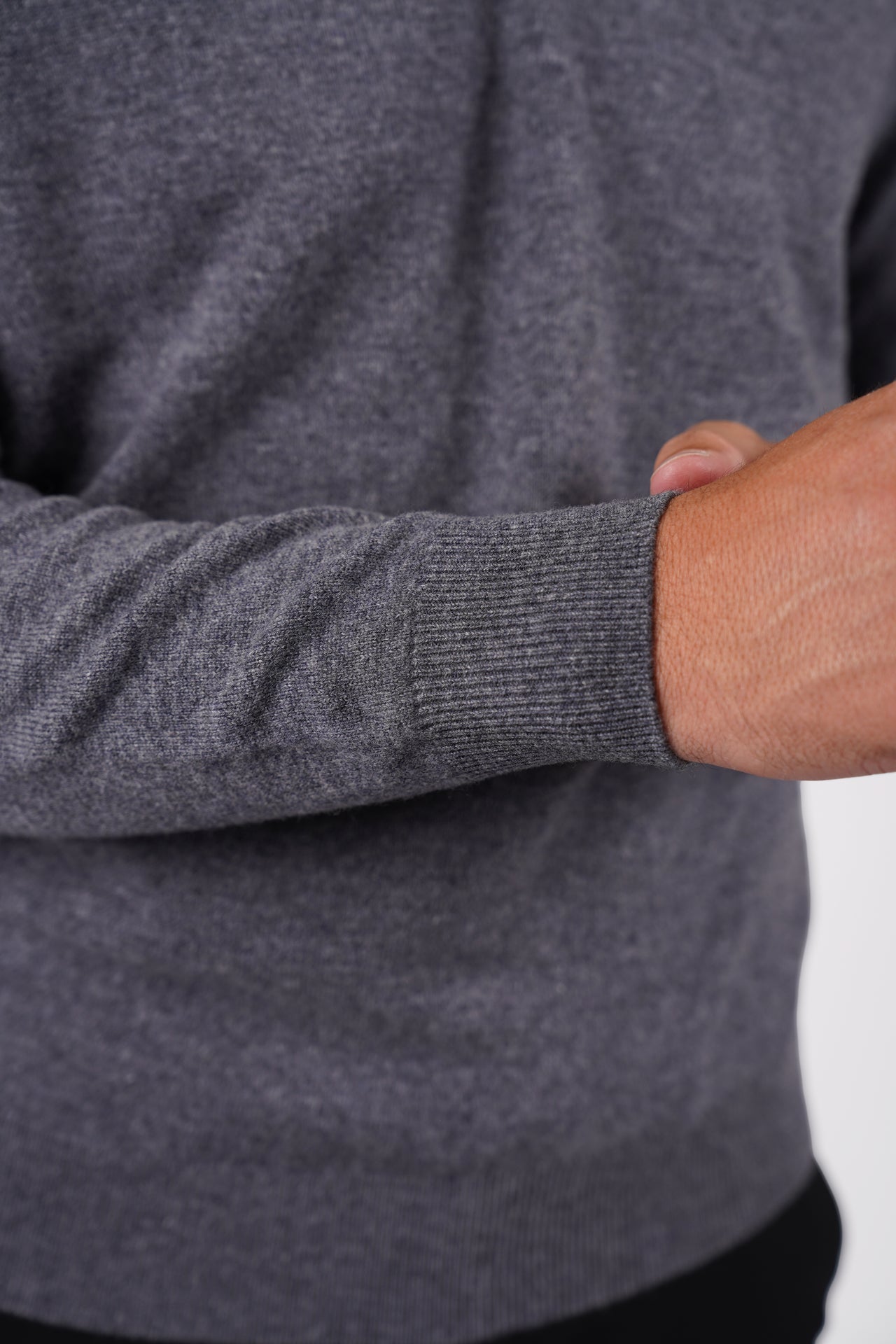 Grey Marle Pure Merino Wool L/S Polo