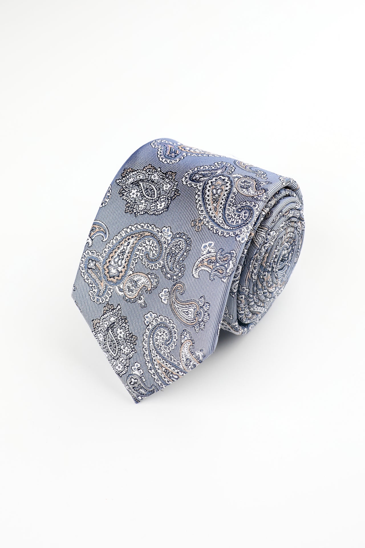BLUE WOVEN PAISLEY SILK TIE