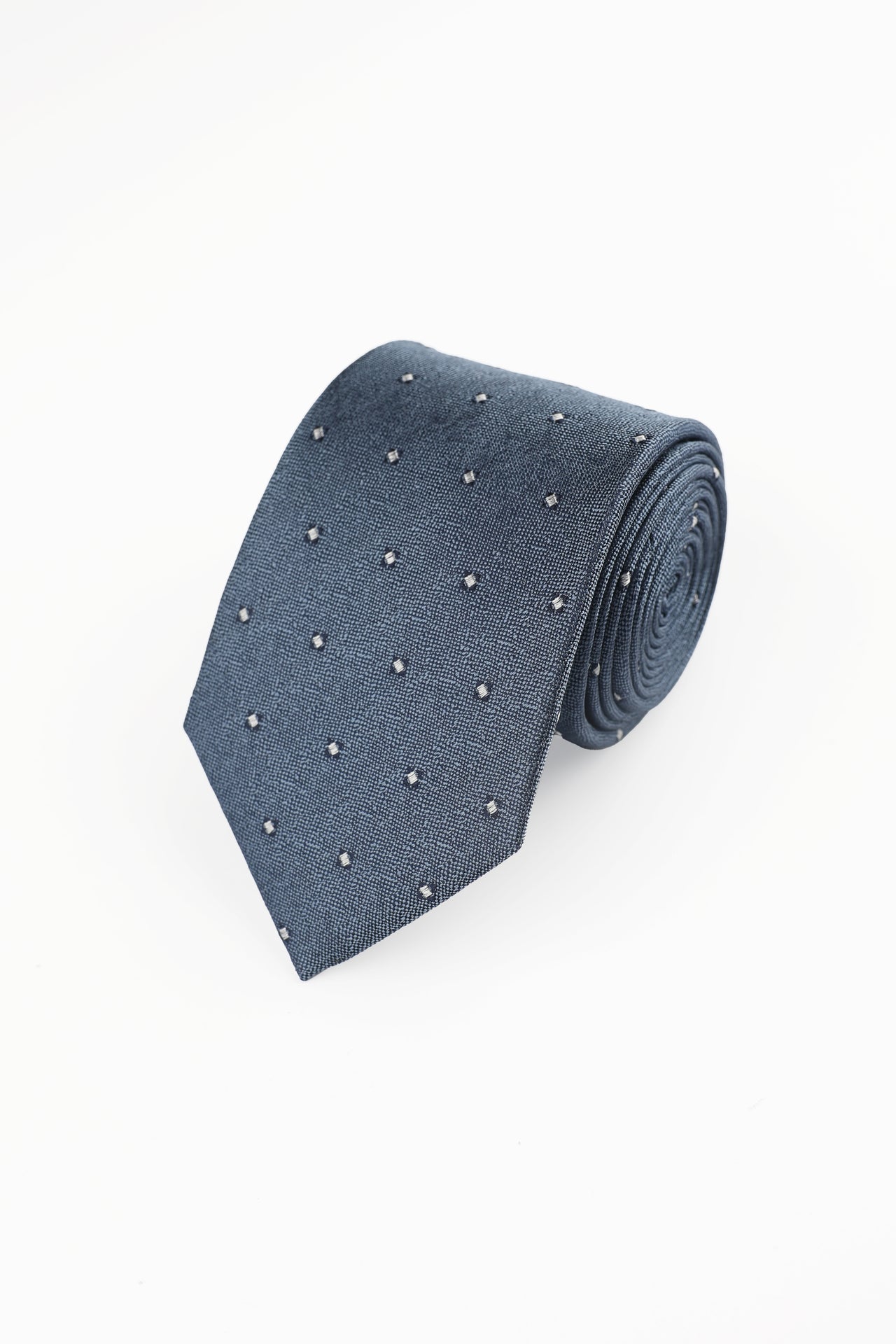 MIDNIGHT BLUE WOVEN DOT SILK TIE