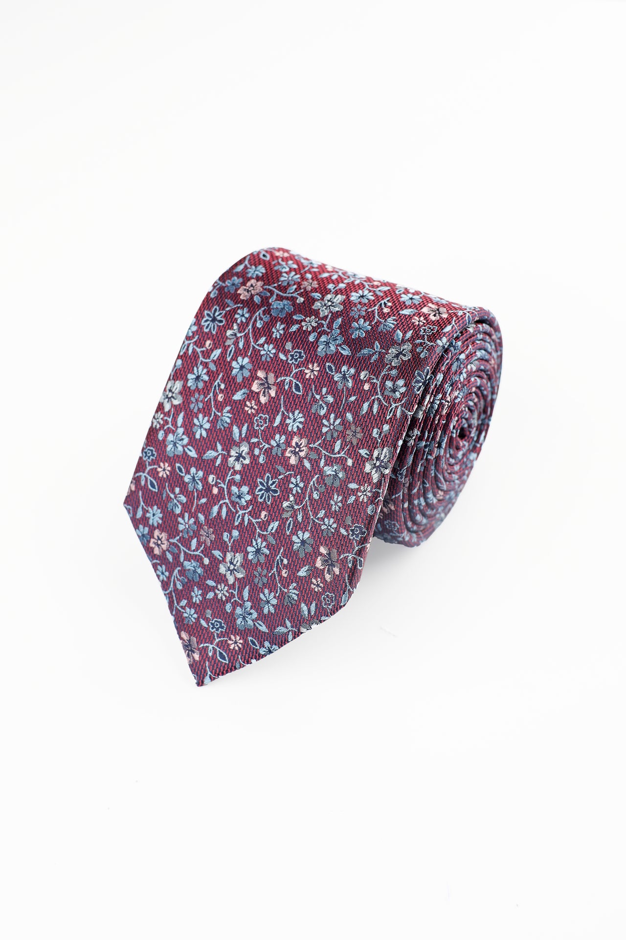 MAROON WOVEN FLORAL SILK TIE