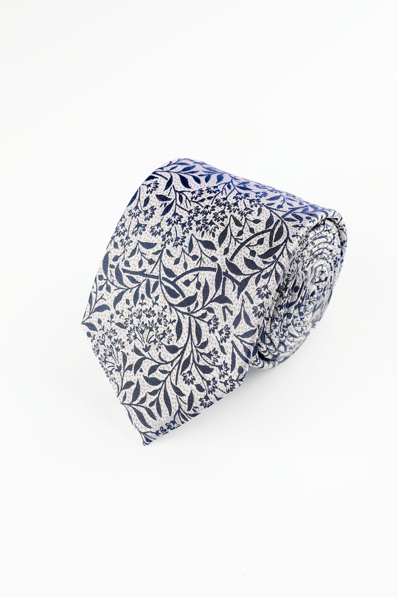 NAVY WOVEN FLORAL TEXTURE SILK TIE