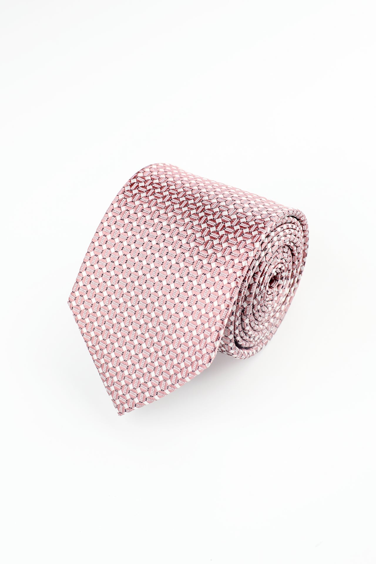 PINK WOVEN MINI GEO SILK TIE