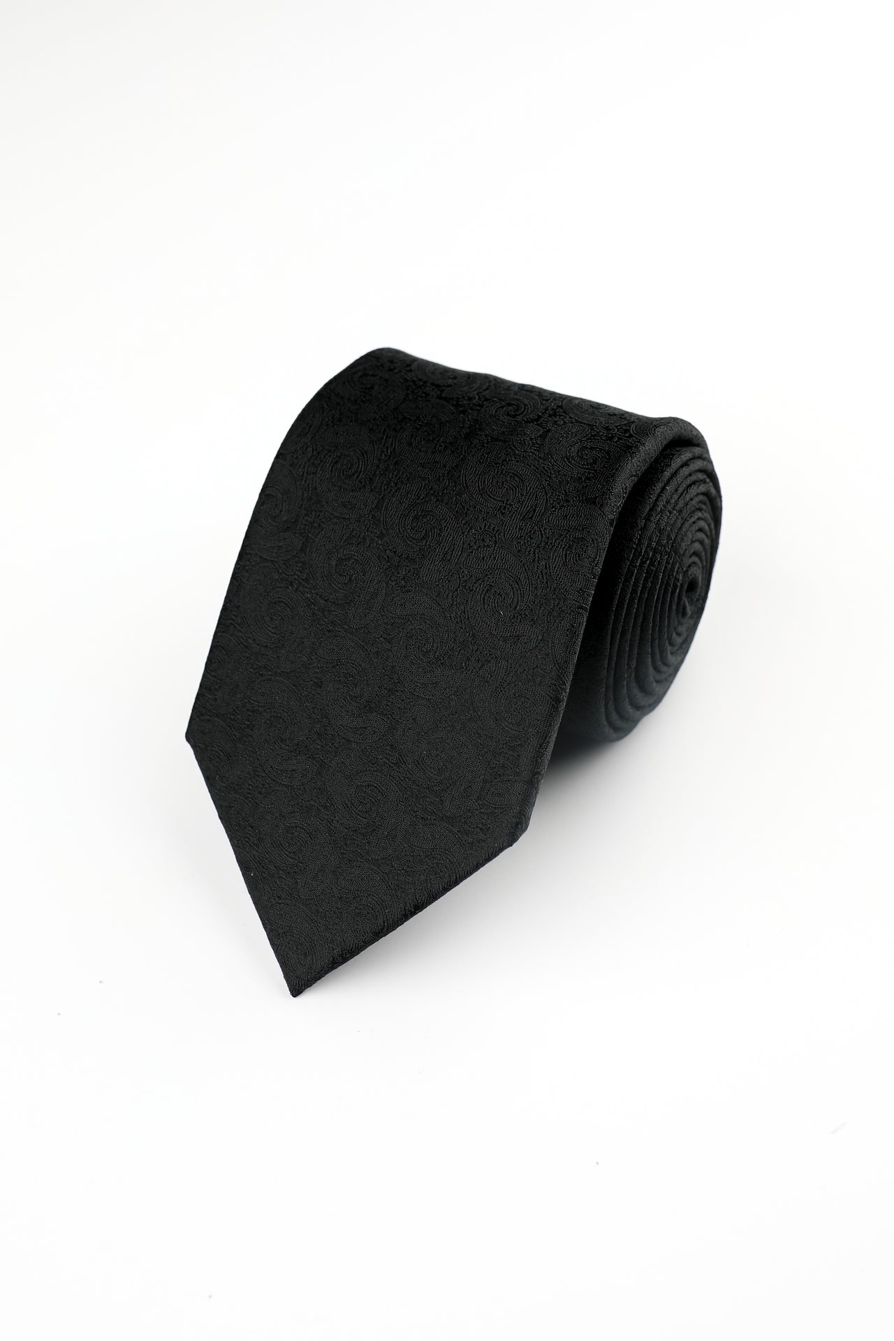 BLACK WOVEN SELF PAISLEY SILK TIE