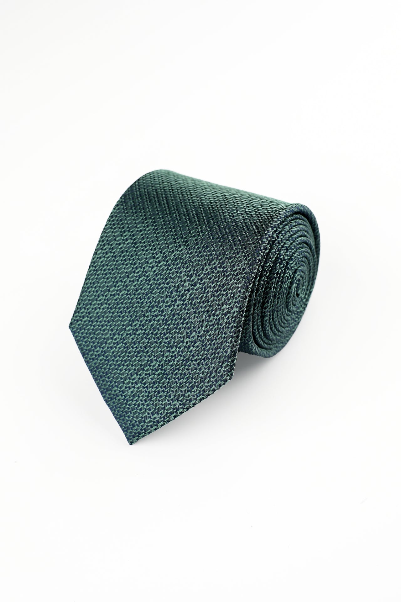 GREEN WOVEN TEXTURE SILK TIE
