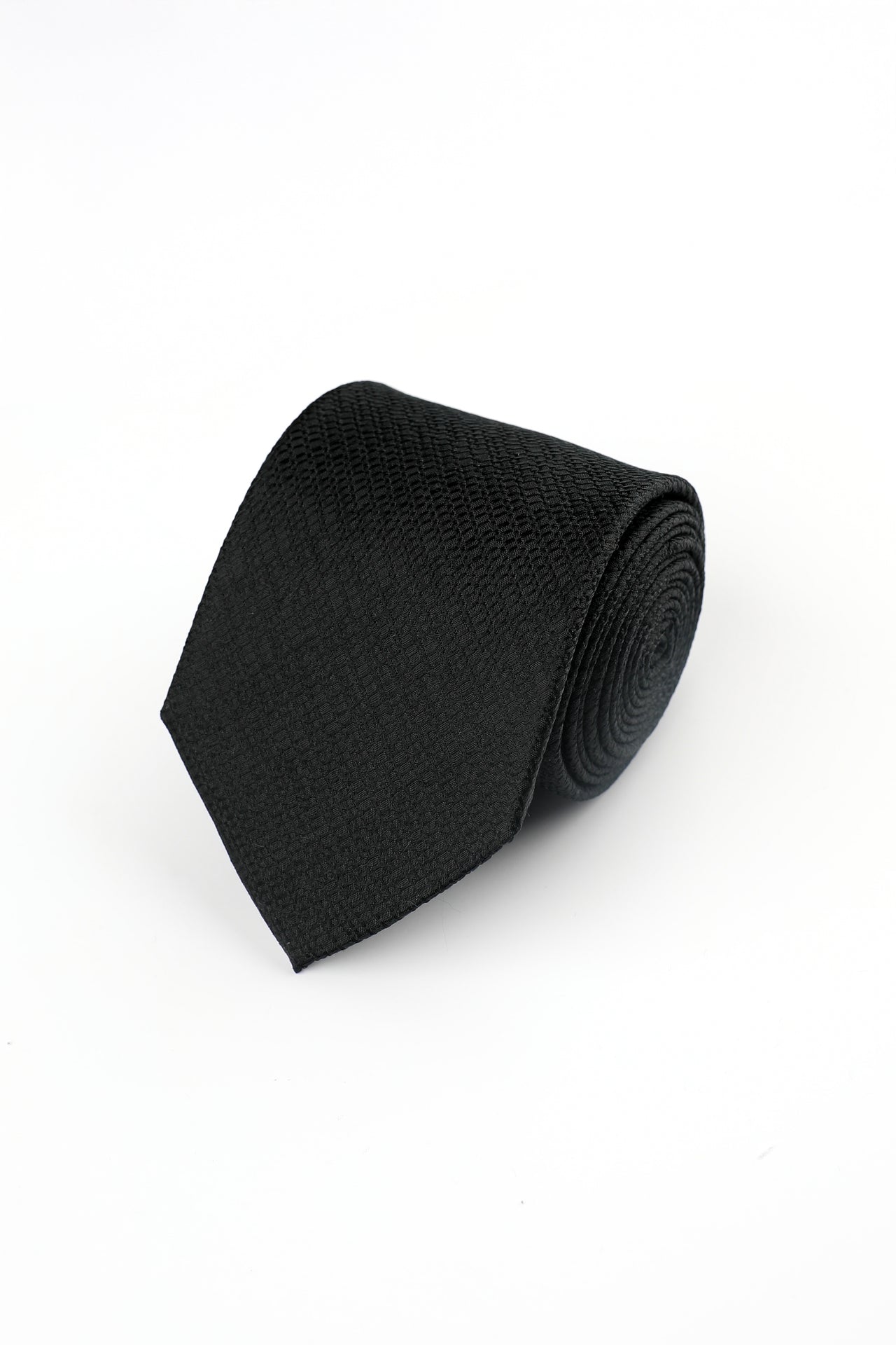 BLACK WOVEN TEXTURE SILK TIE
