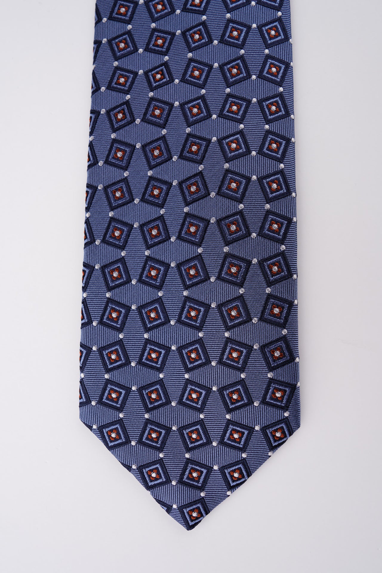 True Navy Square Geo Silk Tie