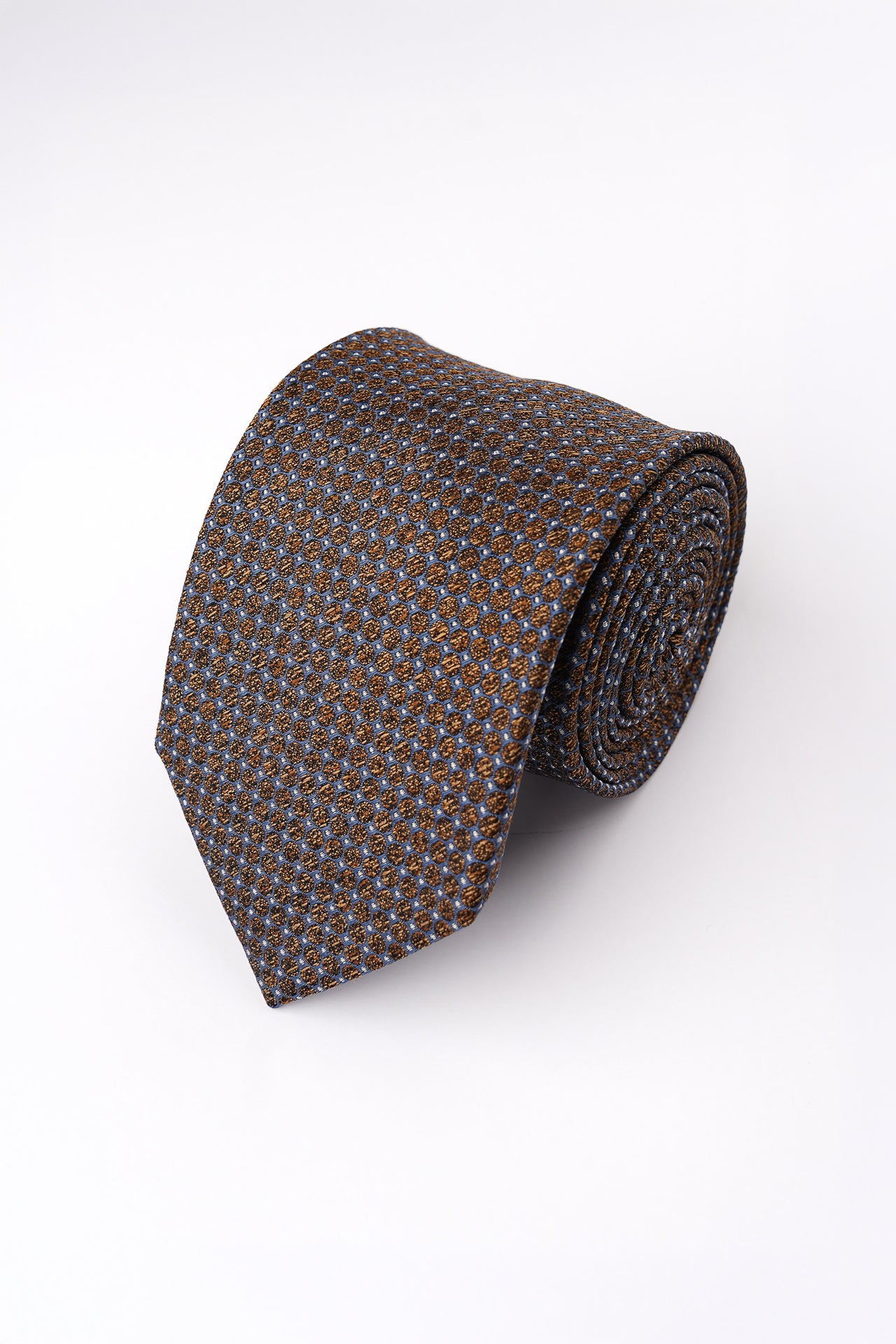 Toffee Textured Geometric Silk Tie