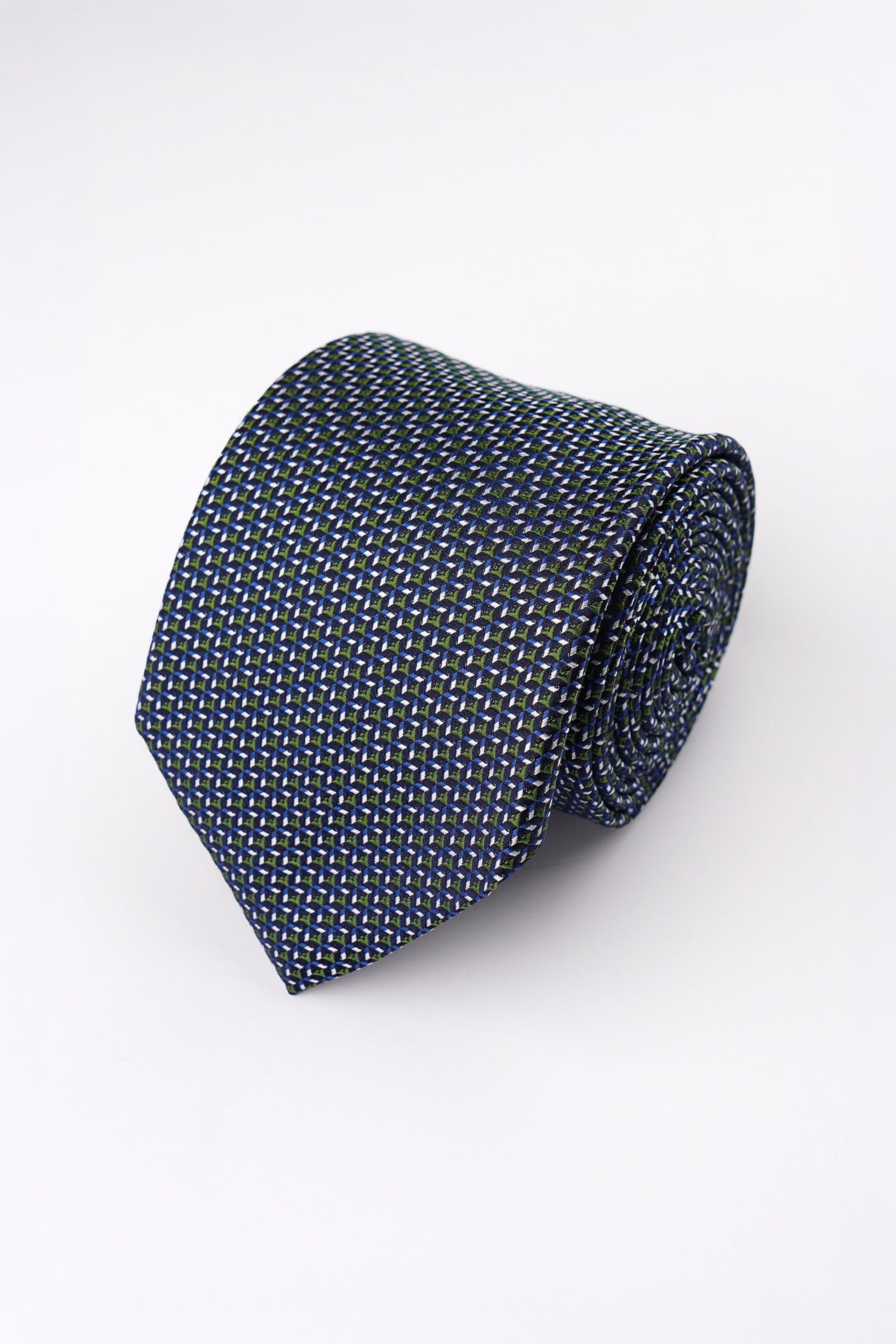 Green Geometric Silk Tie