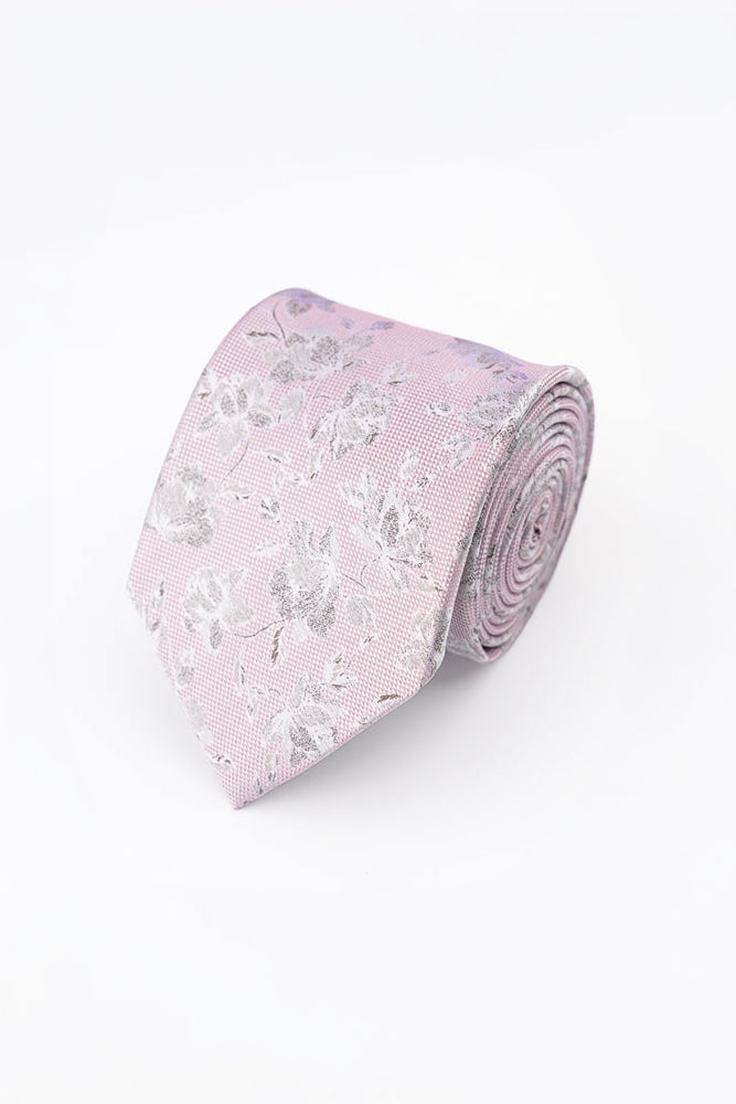 Coral Brush Floral Silk Tie