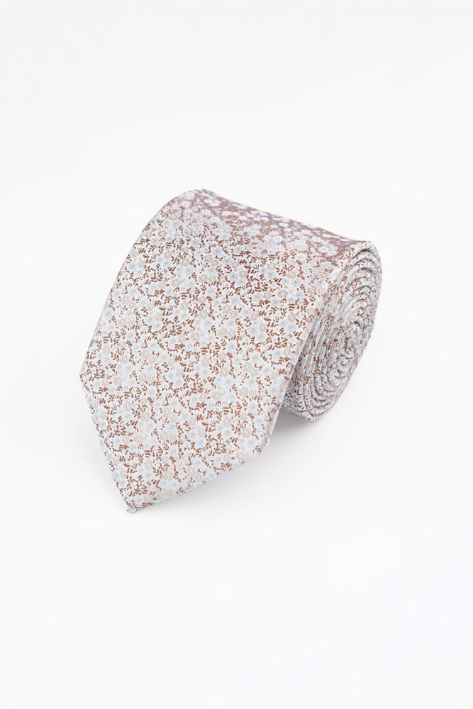 Chocolate Meadow Floral Silk Tie