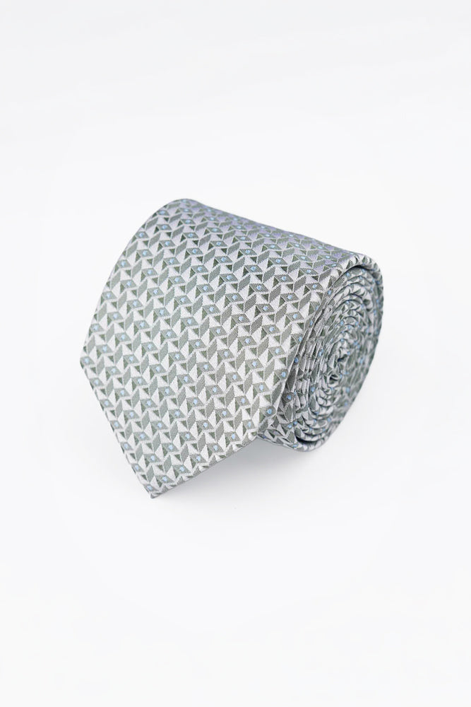 Green Geometric Silk Tie