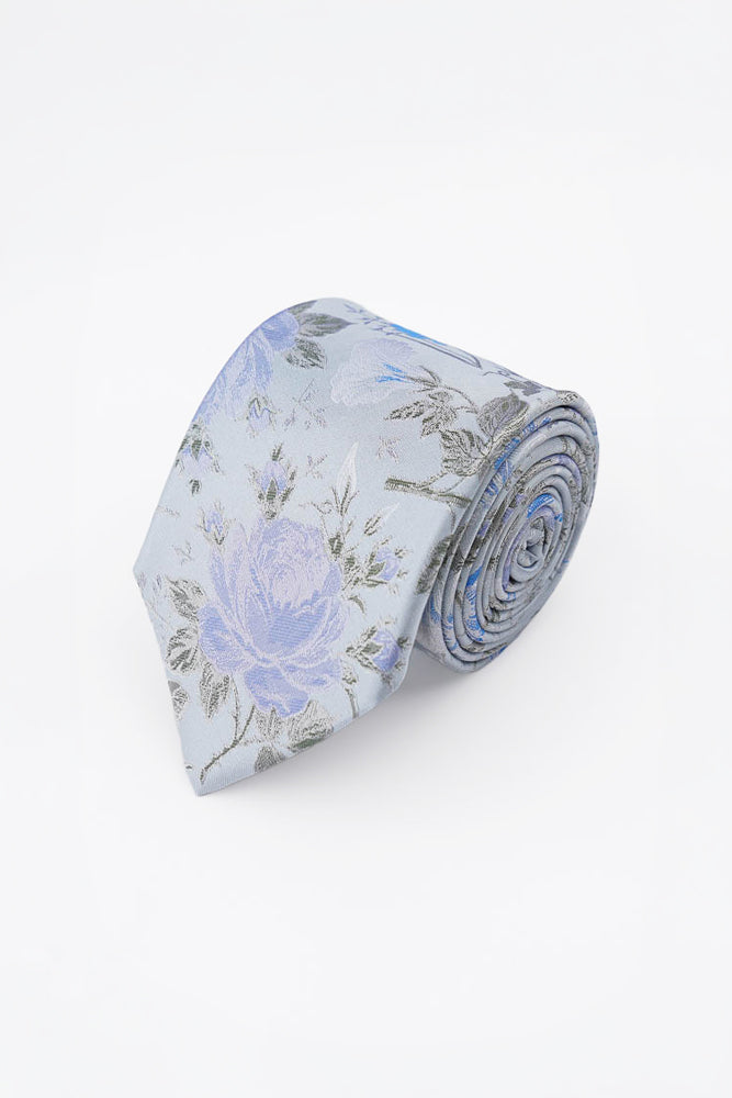 Baby Blue Bloom Floral Silk Tie