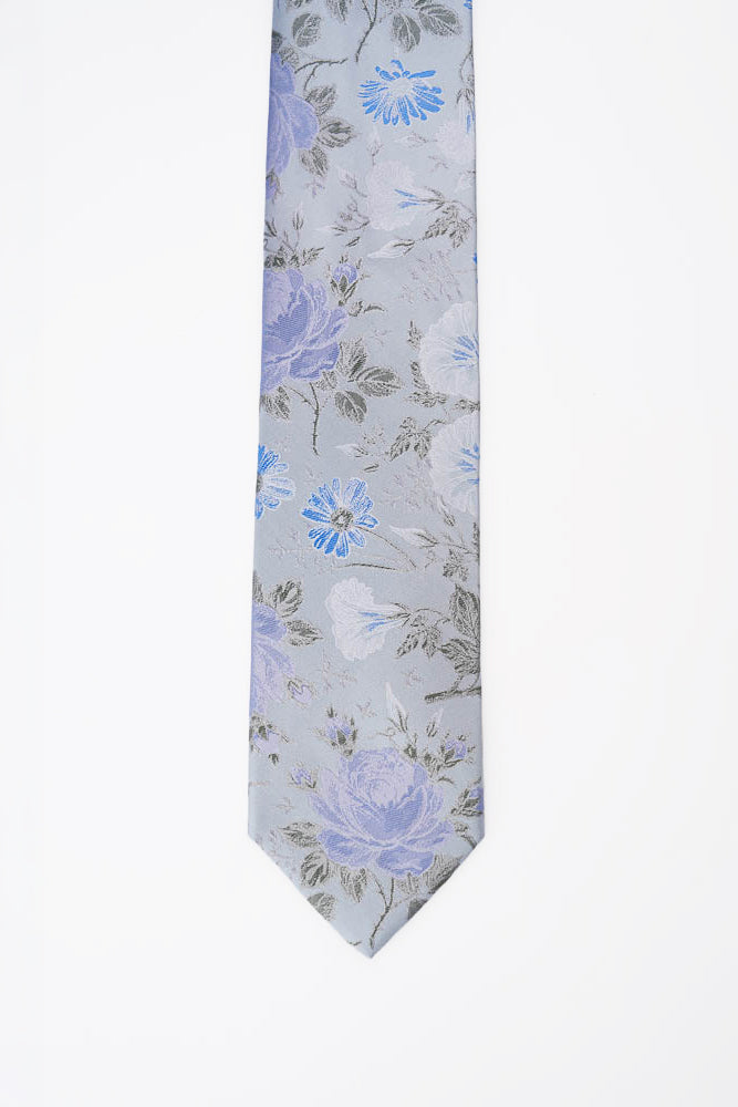 Baby Blue Bloom Floral Silk Tie