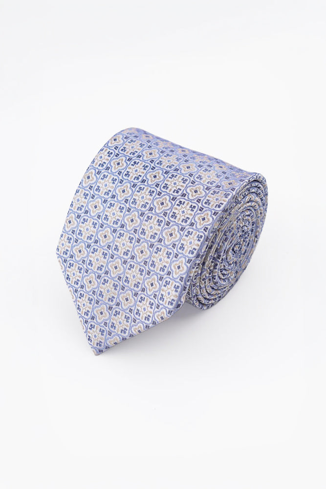 Blue Geometric Silk Tie