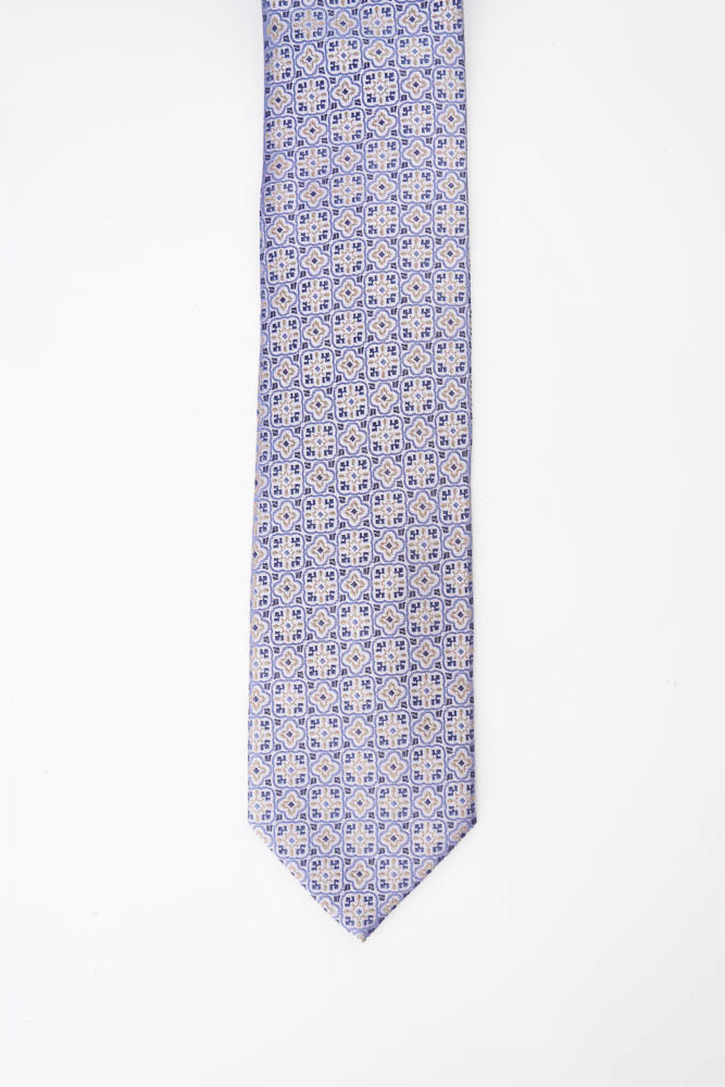 Blue Geometric Silk Tie