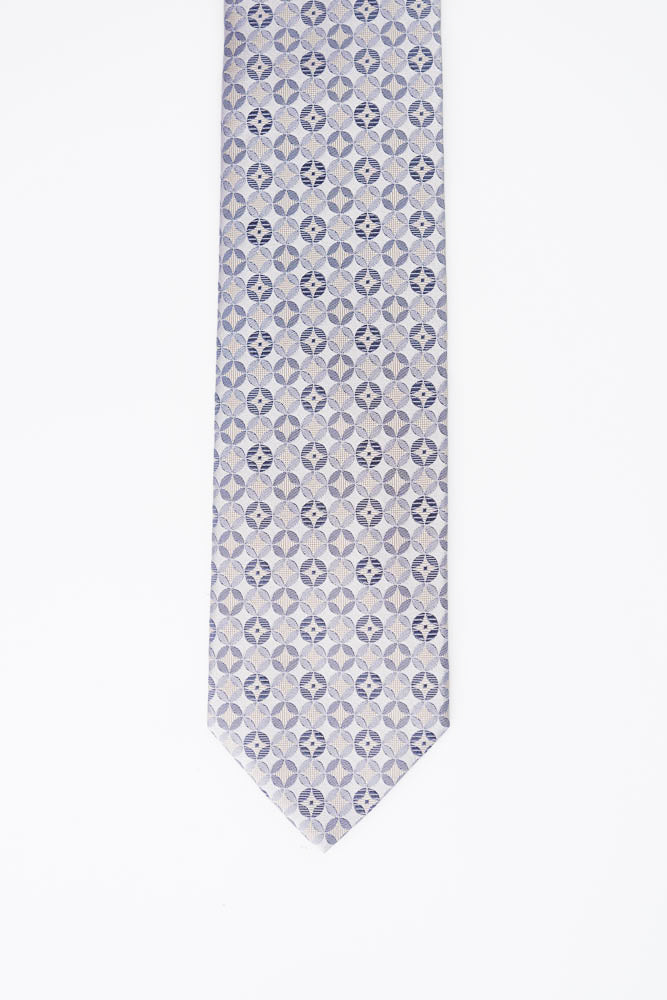 Beige Geometric Silk Tie