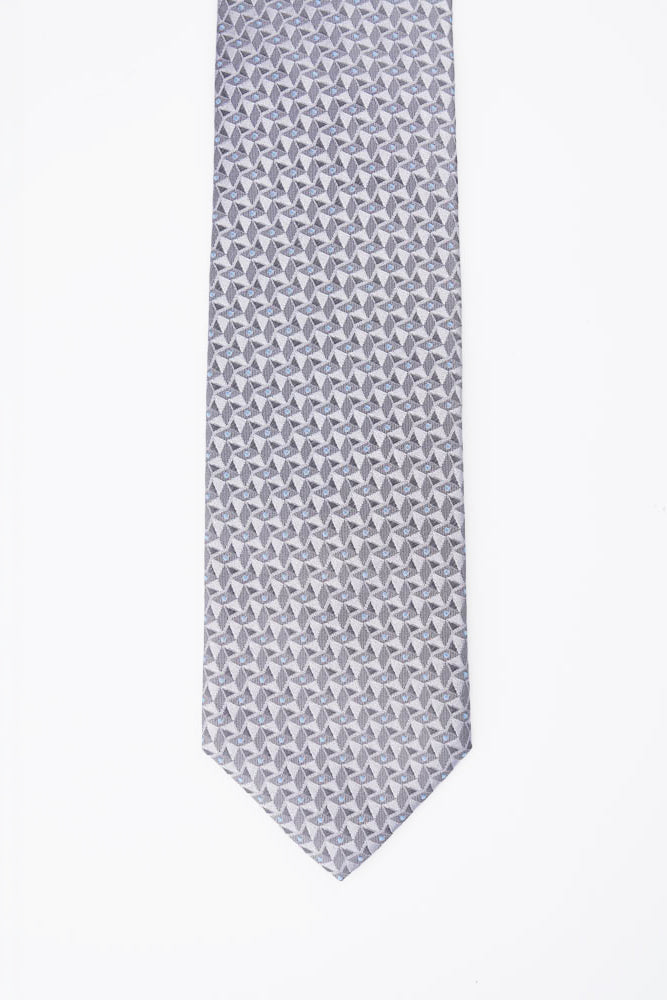 Grey Geometric Silk Tie