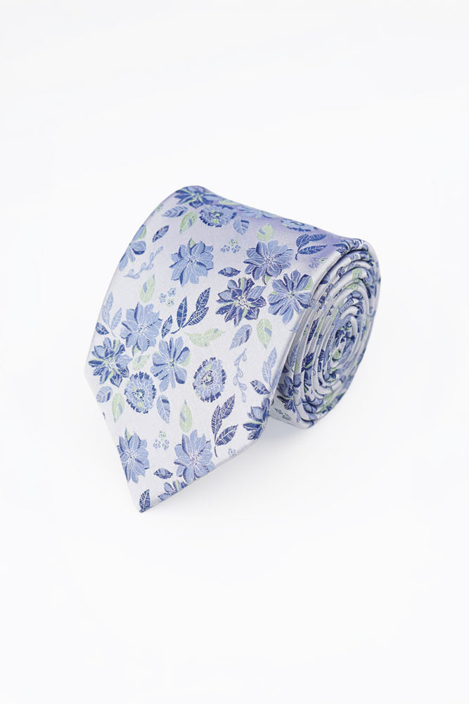 Blue Floral Silk Tie