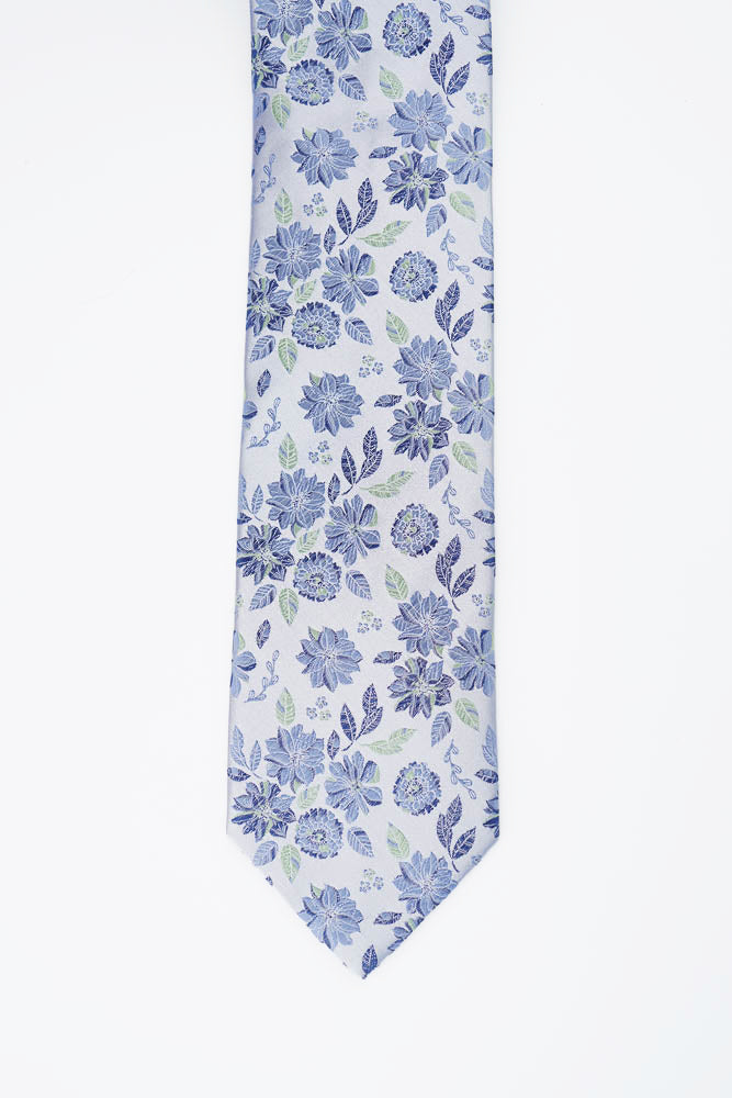 Blue Floral Silk Tie