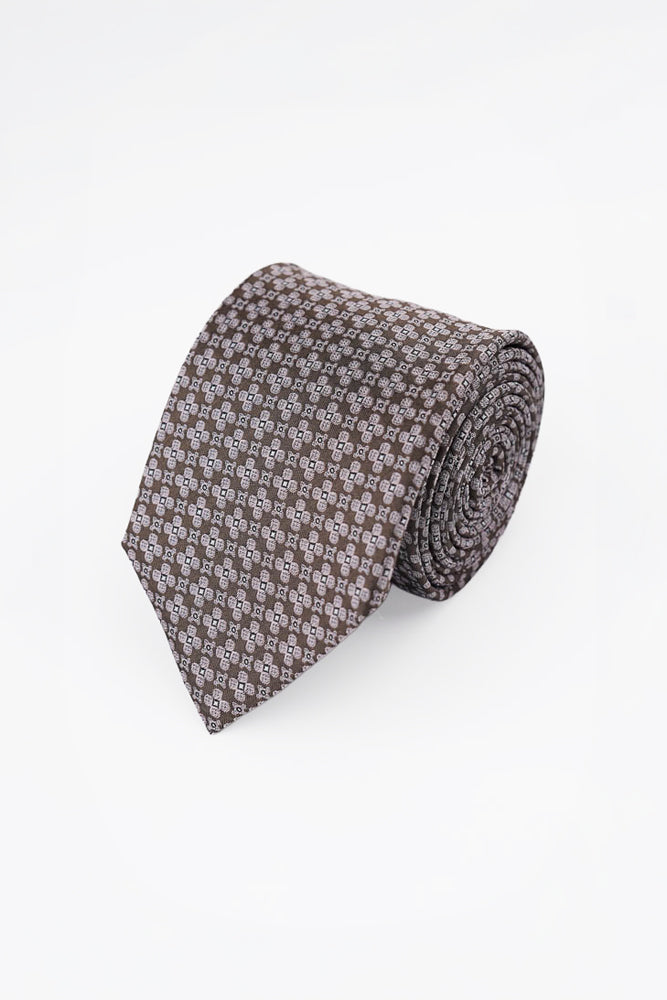 Brick Geometric Floral Silk Tie