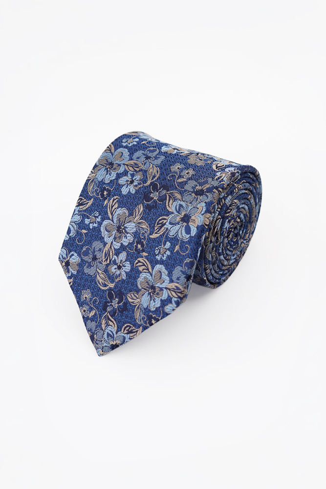Navy Floral Silk Tie