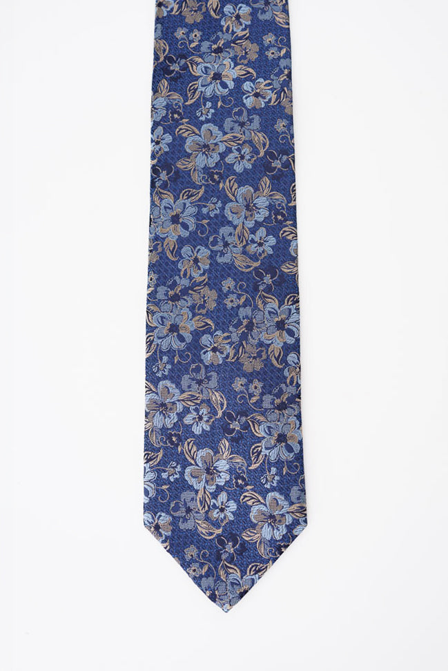 Navy Floral Silk Tie