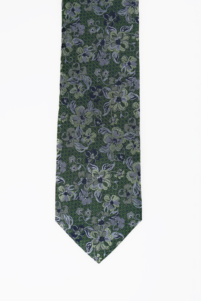 Green Abstract Floral Silk Tie