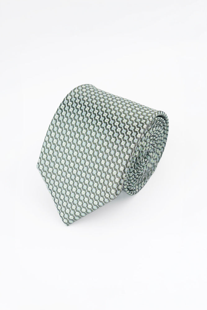 Green Geometric Silk Tie