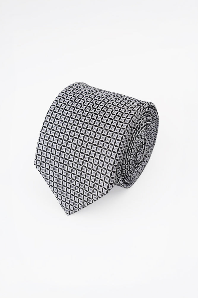 Black Geometric Silk Tie