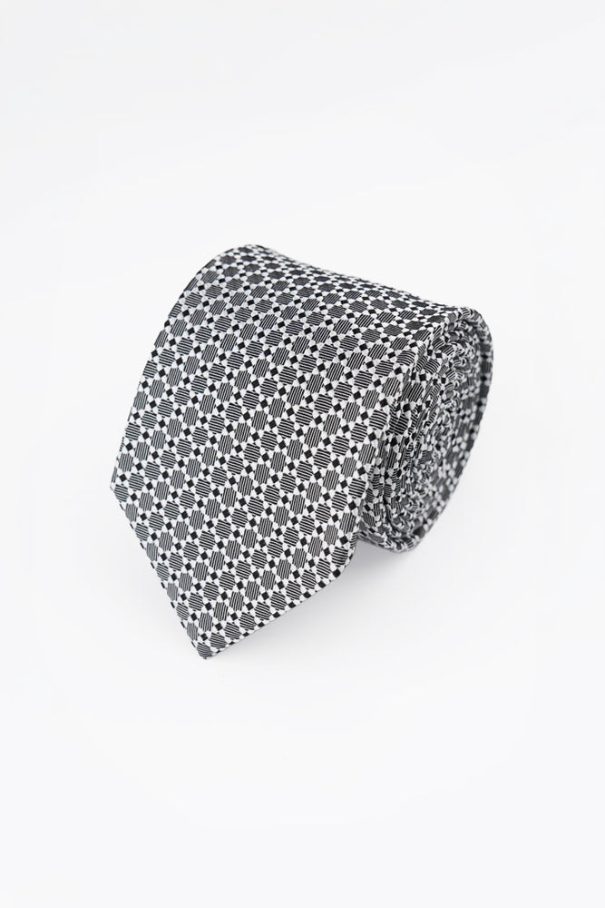 Black Geometric Silk Tie