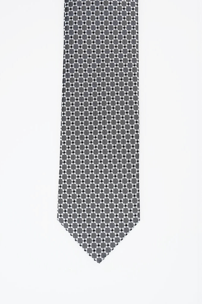 Black Geometric Silk Tie