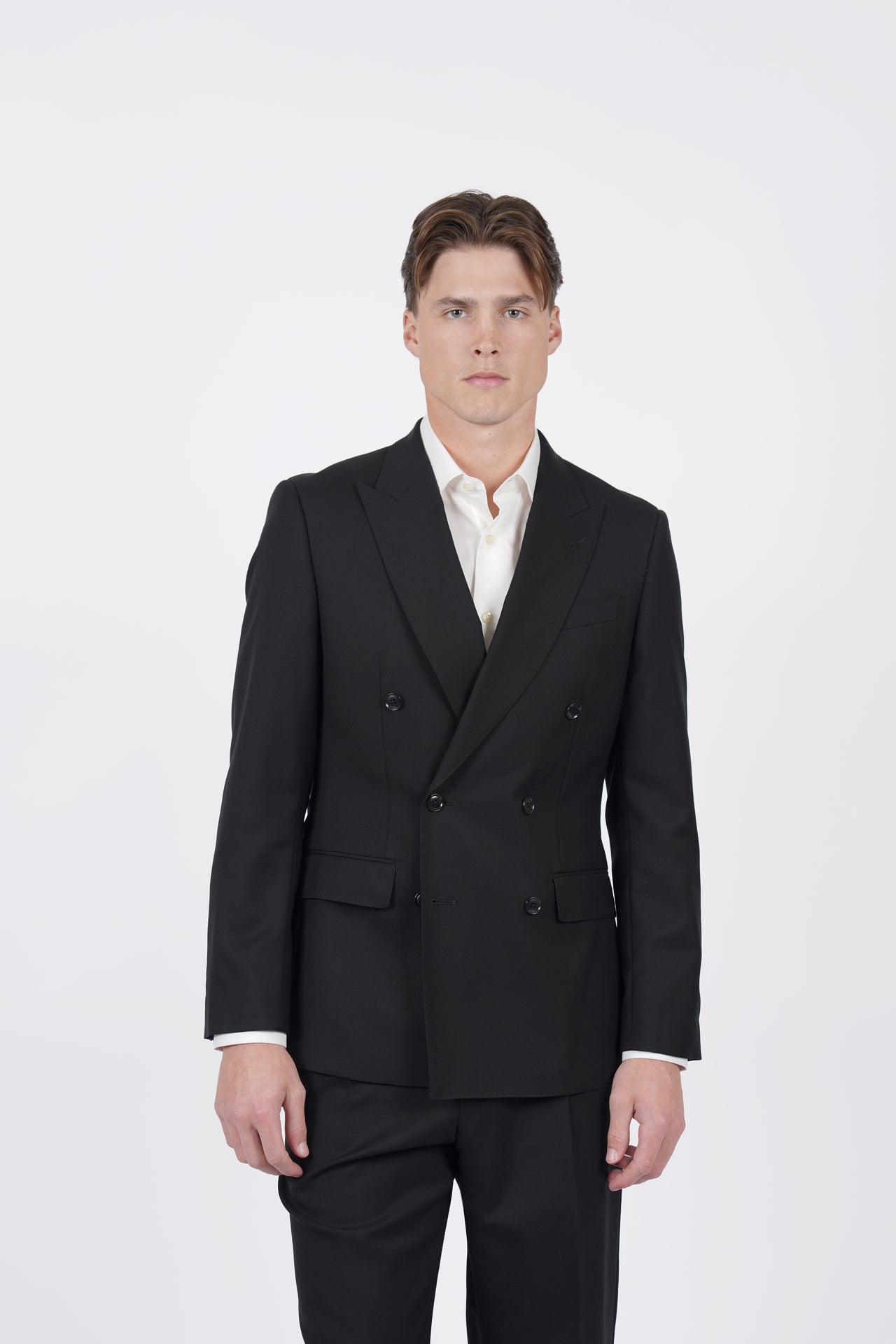 Black Brinsley Plain Weave Double Breasted Jacket