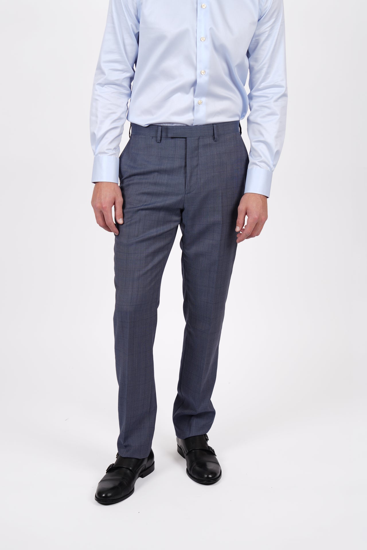 Navy Brinsley Check Trouser