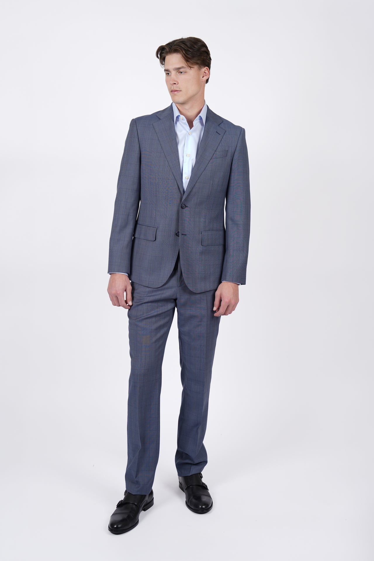 Navy Brinsley Check Trouser