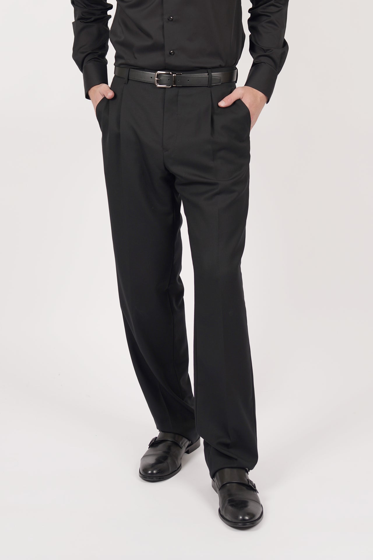Black Wide Leg Plain Trouser