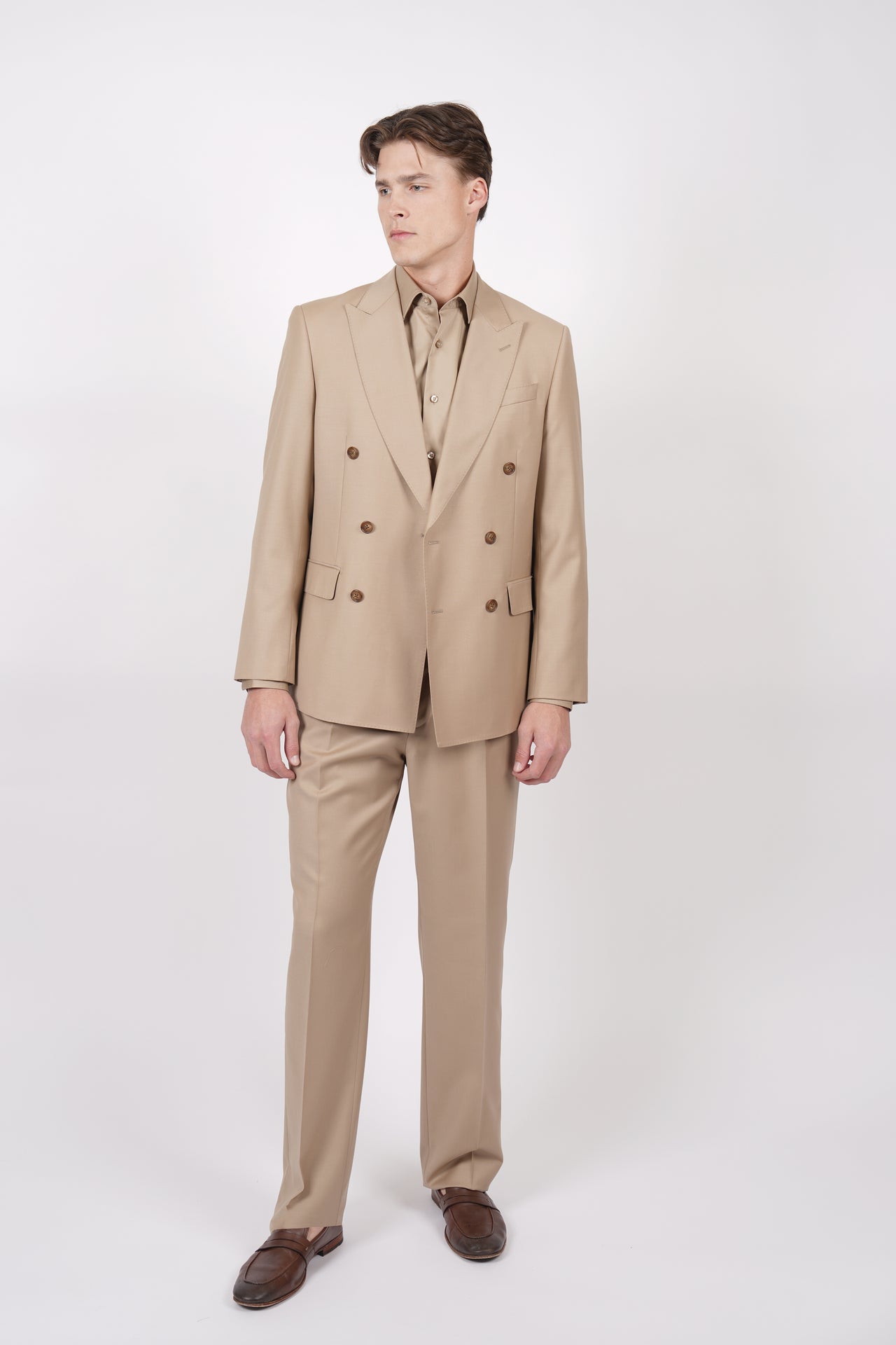 Camel Wide Leg Plain Trouser