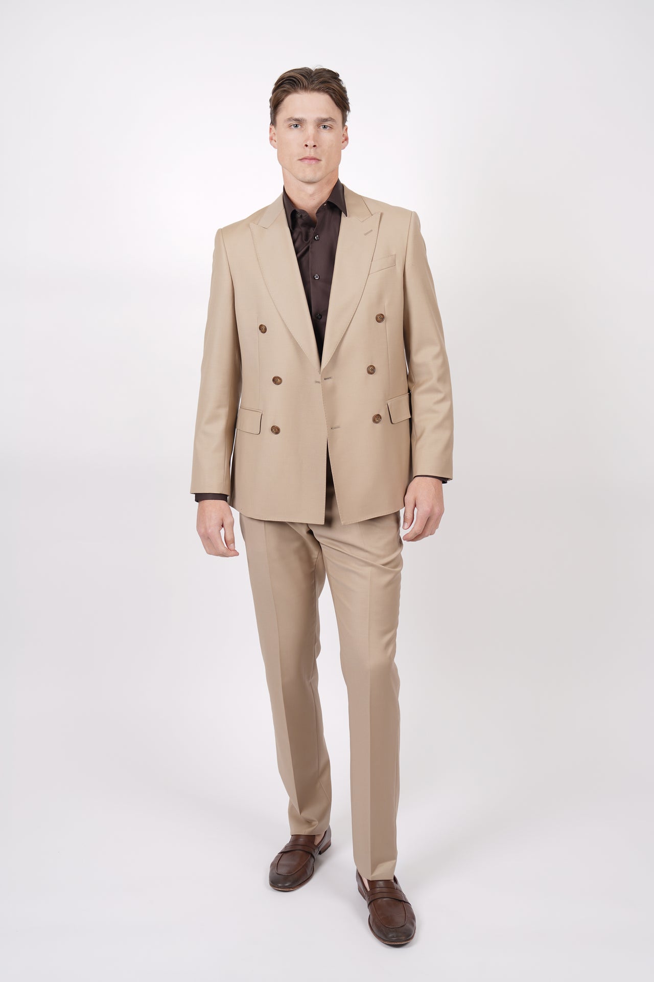 Camel Wide Leg Plain Trouser