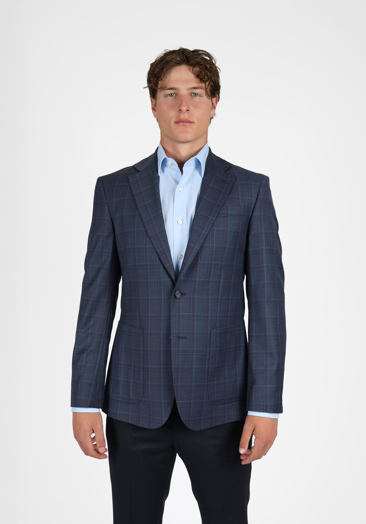 Indigo Wool Blend Check Sports Jacket