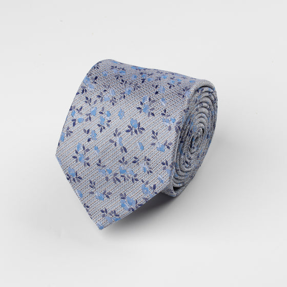 Blue Silk Floral Tie