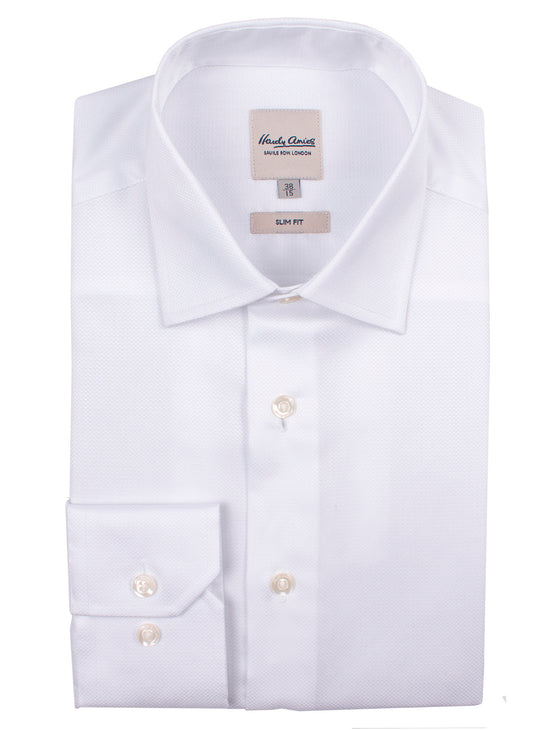 White Textured Shirt (Slim Fit)