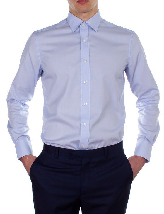 Light Blue Feather Stripe Business Shirt  (Contemporary Fit)