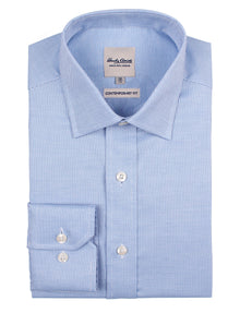  Blue Micro Check Business Shirt (Contemporary Fit)