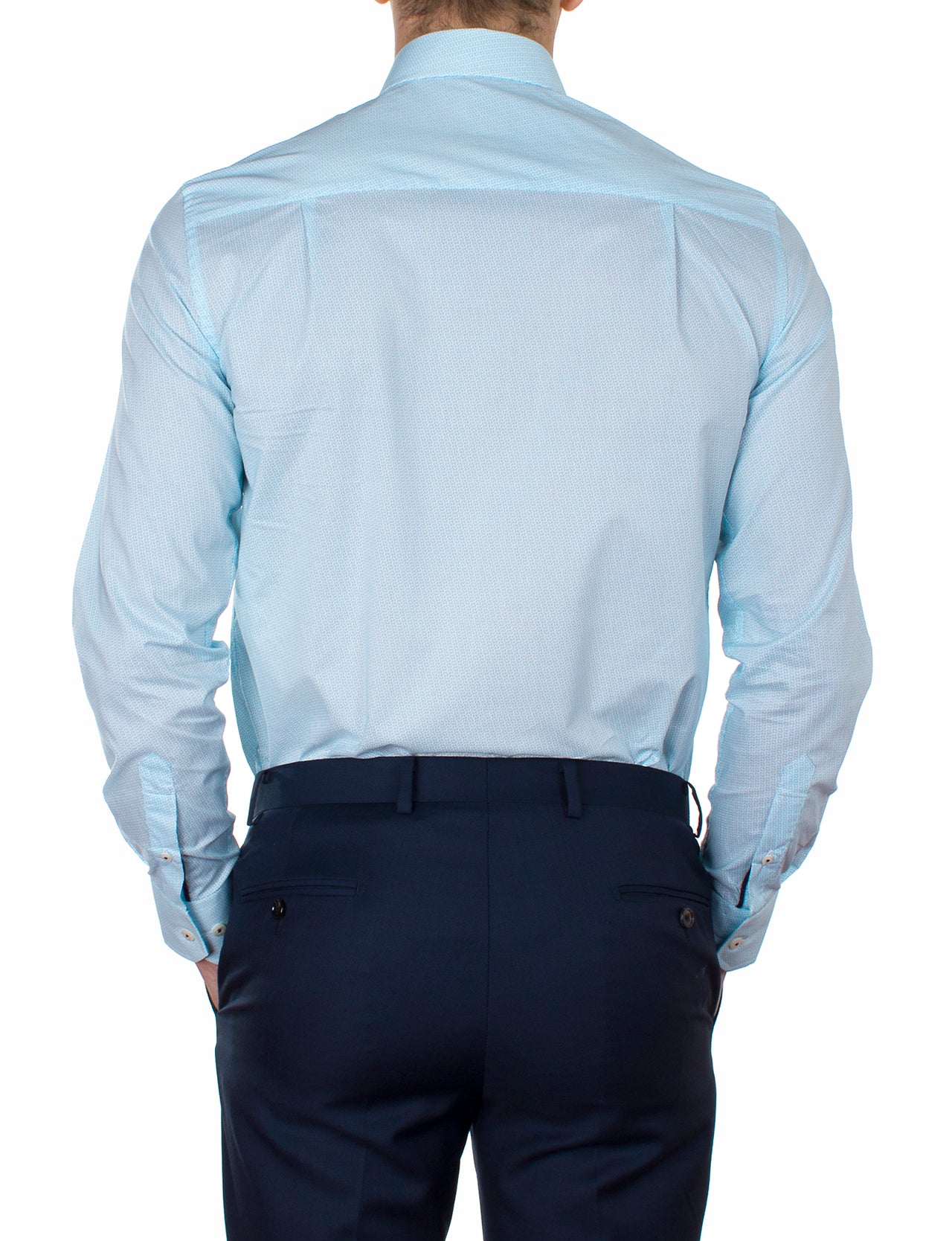 Aqua Basket Weave Print Business Shirt (Slim Fit)