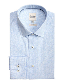  Light Blue Small Floral Print Shirt (Slim Fit)