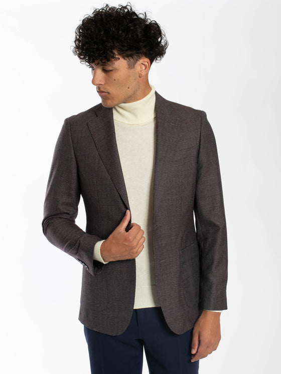 Contemporary Fit Mini Check Sports Jacket Reg - Brown