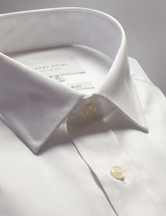 White Herringbone French Cuff Shirt (Contemporary Fit)