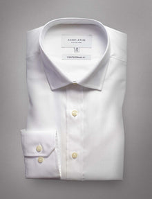  White Herringbone Business Shirt (Contemporary Fit)