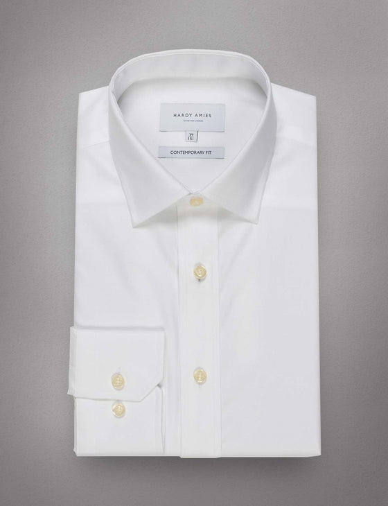 White Micro Twill Shirt (Contemporary Fit)