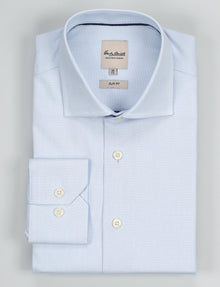 Blue Textured Stripe Business Shirt (Slim Fit)