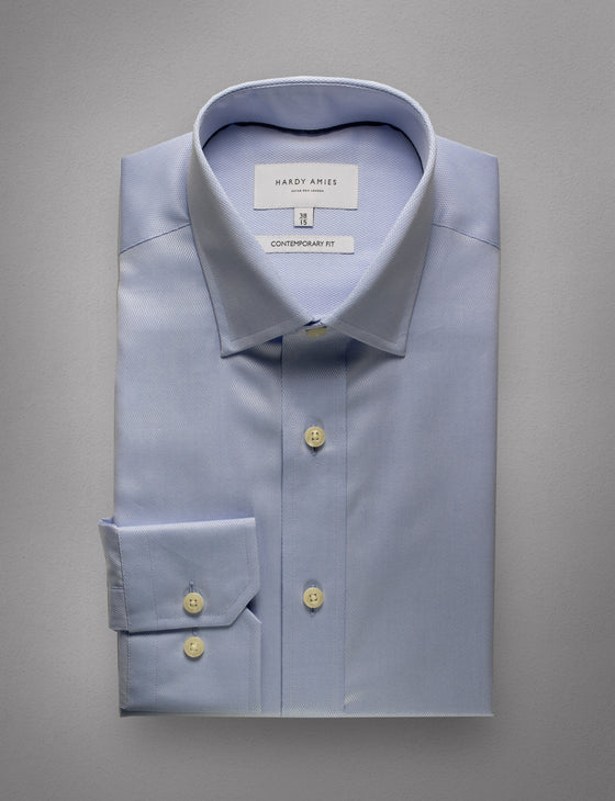 Light Blue Textured Shirt (Contemporary Fit)